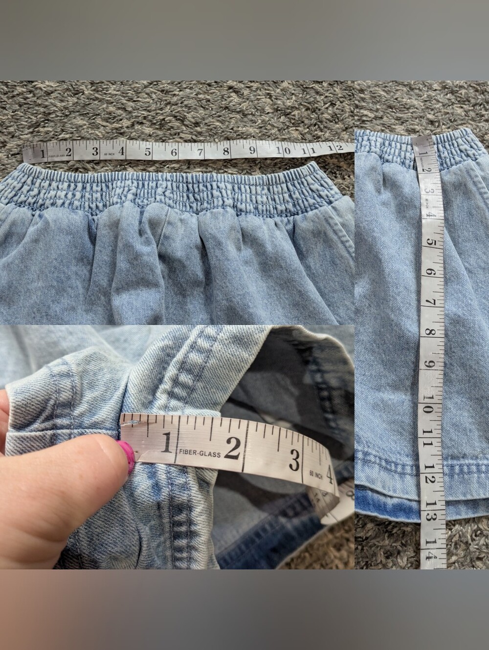 Free People Chambray Blue Denim Cotton Short XS - Picture 7 of 7